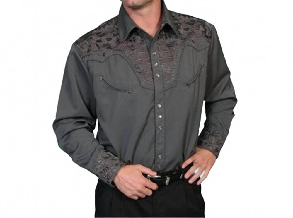 NEW SCULLY western fashion snap shirt in charcoal